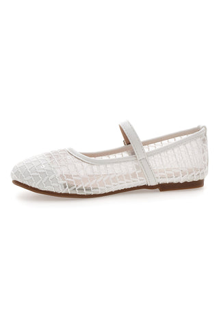 Ballerine bianche traforate con cinturino Grazie girl 392610S