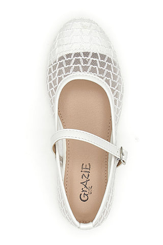 Weiße perforierte Ballerinas mit Riemen Thank you girl 392610S