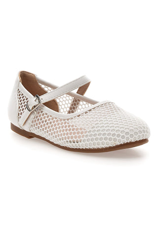 Weiße perforierte Ballerinas mit Kreuzriemen Thank you girl 392611S
