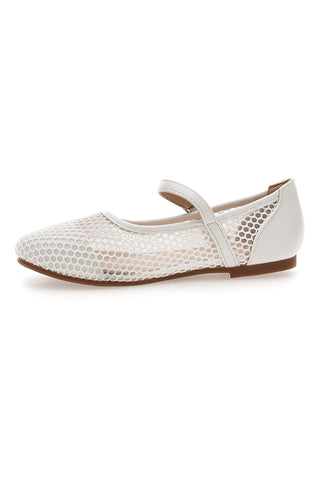 Ballerine bianche traforate con cinturino incrociato Grazie girl 392611S