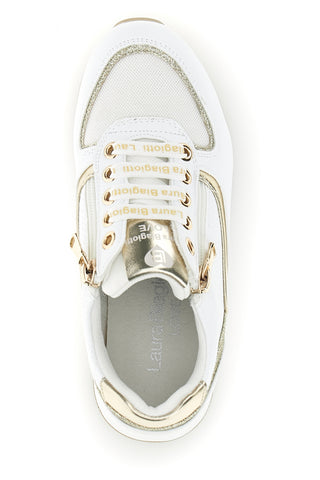 Sneakers bianche con dettagli dorati platform Laura Biagiotti 8481C9758