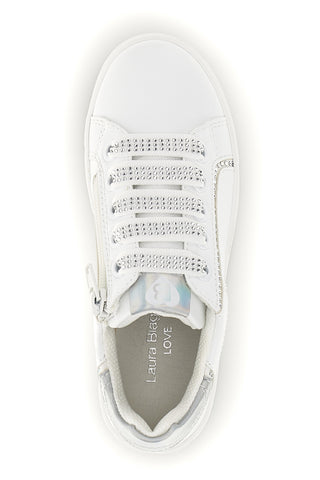 Weiße Turnschuhe mit Schnürsenkeln und Reißverschluss Laura Biagiotti L9875C9759