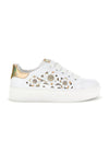 Weiße Turnschuhe mit Blumen und goldenen Einsätzen Laura Biagiotti L9858C9760