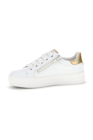 Weiße Turnschuhe mit Blumen und goldenen Einsätzen Laura Biagiotti L9858C9760