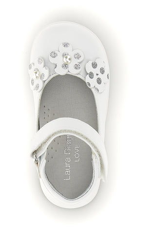 Ballerine primi passi bianche con fiori Laura Biagiotti L9973C9763