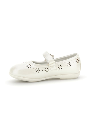Weiße Ballerinas mit gelochten Blumen Energie E510