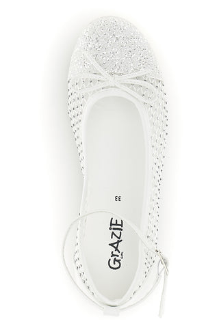 Ballerine bianco traforato cinturino regolabile Grazie girl 120568B