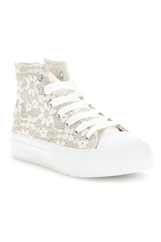 Sneakers Alte Beige con Pizzo Floreale Grazie girl 155727