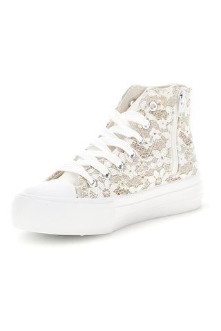 Sneakers Alte Beige con Pizzo Floreale Grazie girl 155727