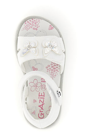 Sandalo Bianco con Applicazione Floreale e Strappo Grazie Girl 15018