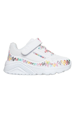 Sneakers bianche con platform Skechers Uno Lite Heart Craze