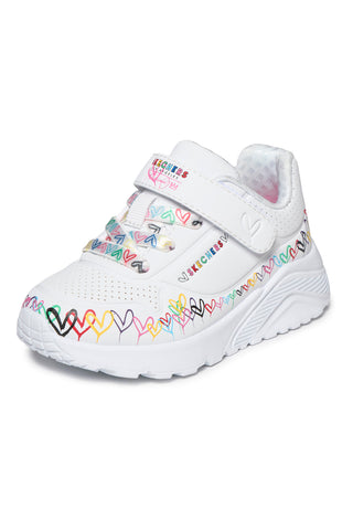 Sneakers bianche con platform Skechers Uno Lite Heart Craze