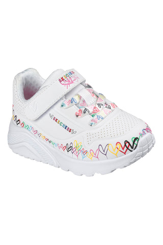 Sneakers bianche con platform Skechers Uno Lite Heart Craze
