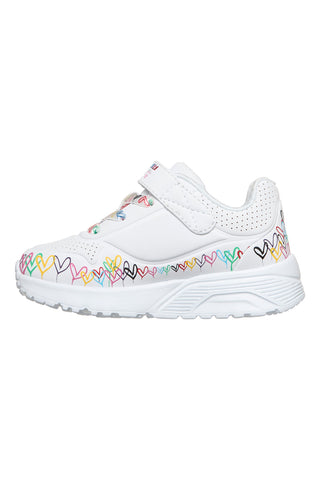 Sneakers bianche con platform Skechers Uno Lite Heart Craze