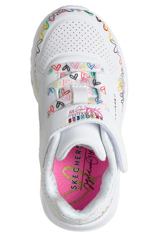Sneakers bianche con platform Skechers Uno Lite Heart Craze