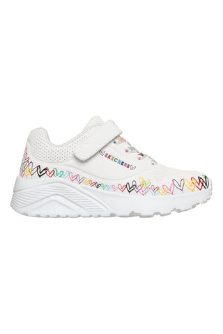 Sneakers bianche con platform Skechers Uno Lite Heart Craze