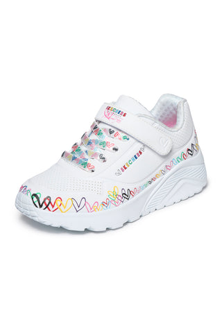 Sneakers bianche con platform Skechers Uno Lite Heart Craze