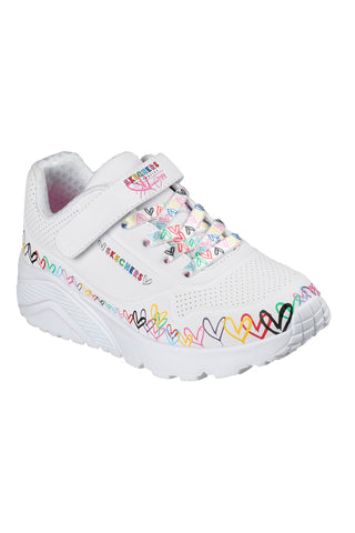 Sneakers bianche con platform Skechers Uno Lite Heart Craze