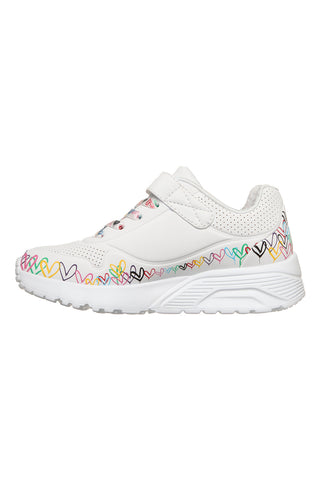 Sneakers bianche con platform Skechers Uno Lite Heart Craze