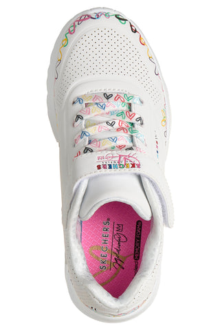 Sneakers bianche con platform Skechers Uno Lite Heart Craze