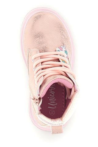 Rosa Stiefeletten mit Einhorn-Print und Reißverschluss Unicorn S8010260S
