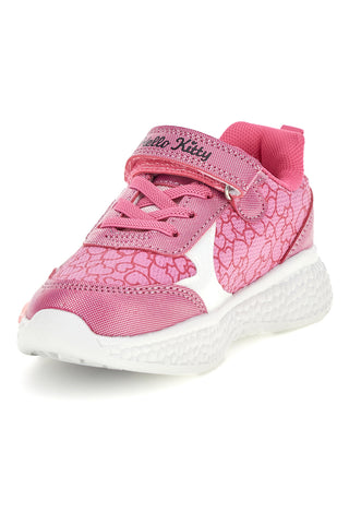 Rosa Sneaker mit Leuchteffekten, Klettverschluss und Hello-Kitty-Aufdruck H13056