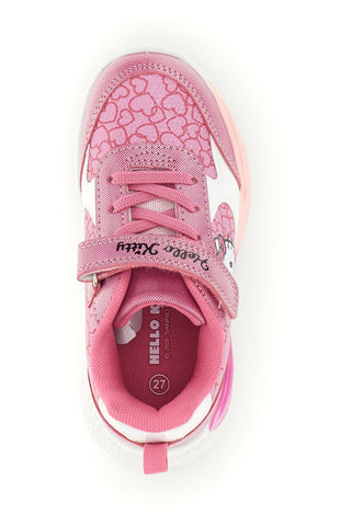 Rosa Sneaker mit Leuchteffekten, Klettverschluss und Hello-Kitty-Aufdruck H13056