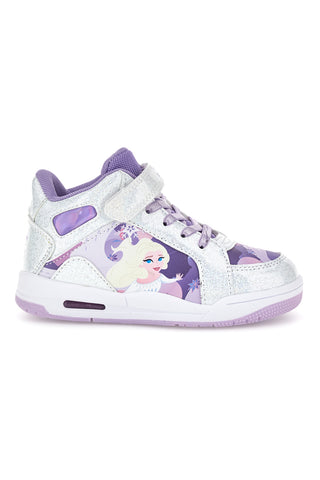 Hohe Sneaker in Silber und Lila mit Leuchteffekten und Elsa-Motiv aus „Die Eiskönigin“ D13188