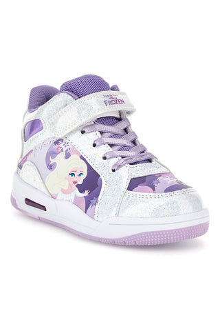 Hohe Sneaker in Silber und Lila mit Leuchteffekten und Elsa-Motiv aus „Die Eiskönigin“ D13188