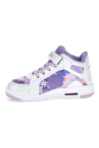 Hohe Sneaker in Silber und Lila mit Leuchteffekten und Elsa-Motiv aus „Die Eiskönigin“ D13188