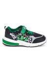 Schwarze und grüne Sneaker mit Leuchteffekten, Klettverschluss und Minecraft-Aufdruck K13005