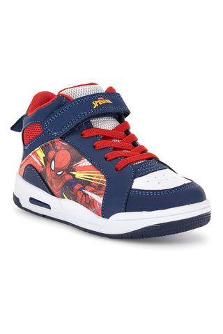 Sneakers alte blu e rosse con luci, strappo e stampa Spiderman M13194