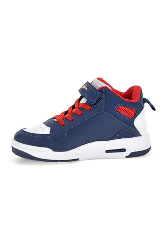 Sneakers alte blu e rosse con luci, strappo e stampa Spiderman M13194