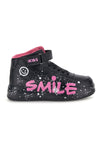 Scarpe alte nere con scritta Smile Pitt kids K251739