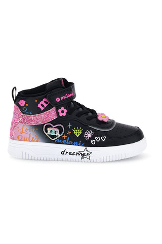 Schwarze und rosa High-Top-Sneaker mit Glitzer von Mkids MJ65016