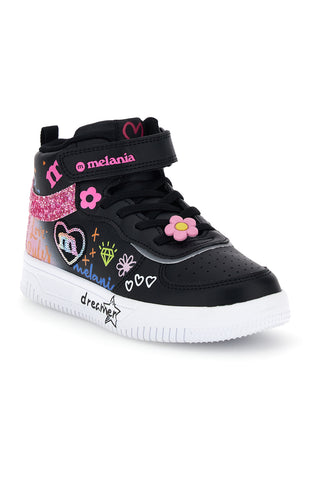 Sneakers alte nere e rosa con glitter Mkids MJ65016
