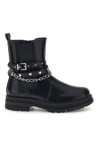 Schwarze Stiefeletten mit Kette von Pitt Kids, Modell SKPT01