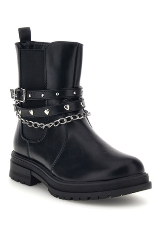 Schwarze Stiefeletten mit Kette von Pitt Kids, Modell SKPT01