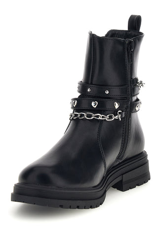 Schwarze Stiefeletten mit Kette von Pitt Kids, Modell SKPT01