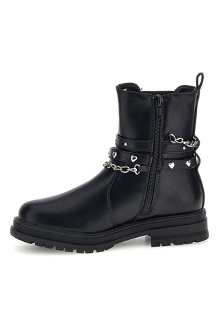 Schwarze Stiefeletten mit Kette von Pitt Kids, Modell SKPT01