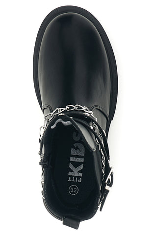 Schwarze Stiefeletten mit Kette von Pitt Kids, Modell SKPT01