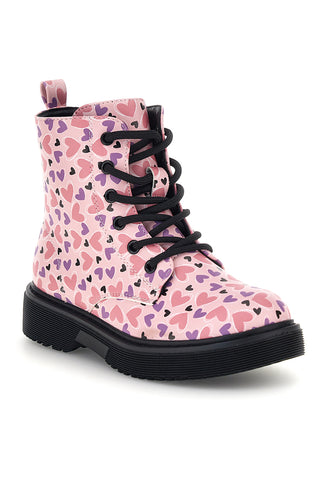 Rosa Sneaker mit Herz-Print und Schnürsenkeln von Pitt Kids SKPT07