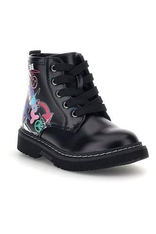 Schwarze Sneaker mit mehrfarbigem Graffiti-Print und Reißverschluss „Grazie girl“ 462702