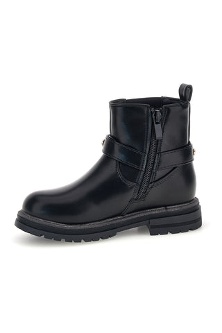 Schwarze Stiefeletten mit Riemchen und Herz-Schmuckstein „Grazie girl“ 459687B