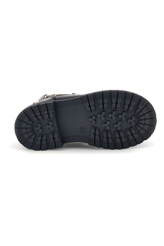 Schwarze Stiefeletten mit Riemchen und Herz-Schmuckstein „Grazie girl“ 459687B