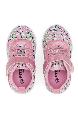 Sneakers Primi Passi Rosa in Fantasia con Dettagli Glitter Pitt Kids 1391
