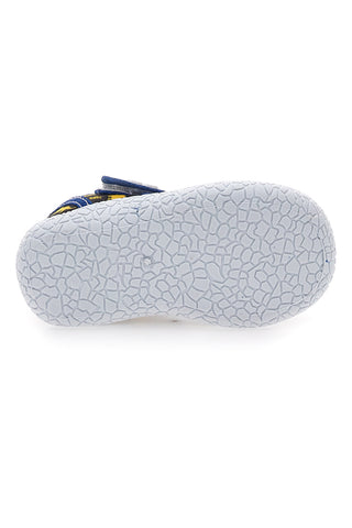 Schwarze Sandalen mit blauem Besatz und Dinosauriern aus Stoff mit geschlossener Spitze Pitt Kids 2492