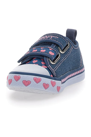 Sneakers Primi Passi Jeans con Cuoricini Rosa in Tela Snoopy 2216265