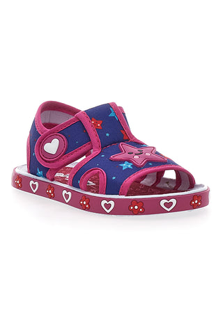 Blaue und fuchsiafarbene Lauflernsandalen aus Stoff Pitt Kids PK2871B