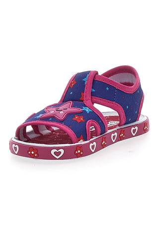 Blaue und fuchsiafarbene Lauflernsandalen aus Stoff Pitt Kids PK2871B